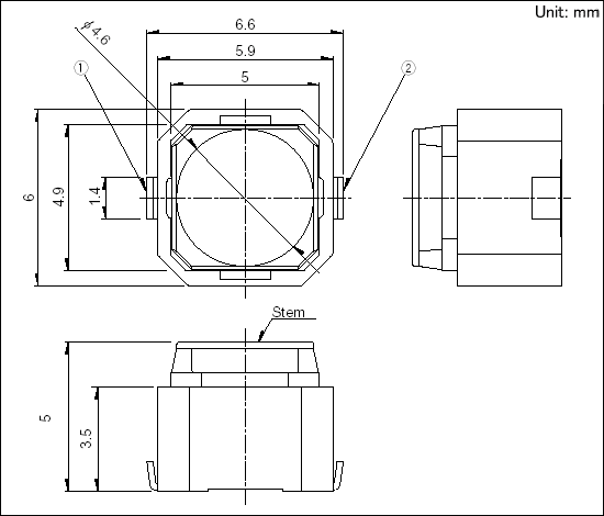 6*6alps輕觸開關(guān)_SKPMAPE010_規(guī)格圖紙